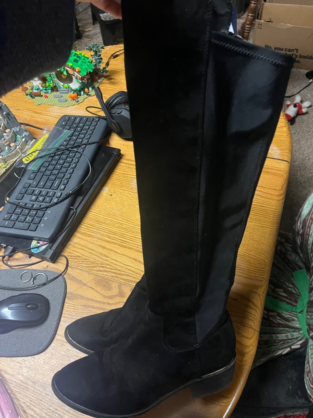Black Knee-High Suede Boots